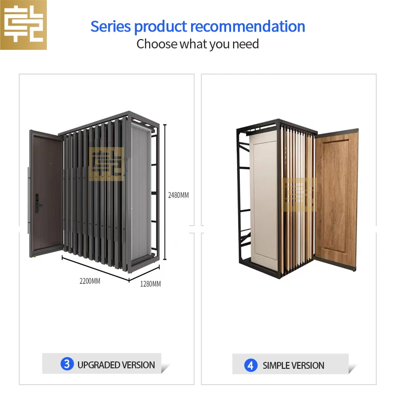 High Quality Multi-Function Stylish Floor Model Sliding Metal Wooden Door Display Rack Stand for Showcase Shop Store Exhibition