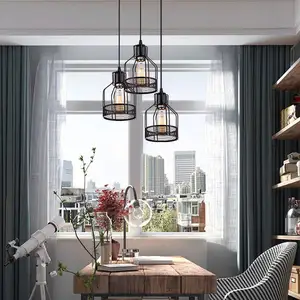 Zeal Lighting Industrial Style Restaurant Hanging Lamp Iron Art Pendant Light for Dining Room