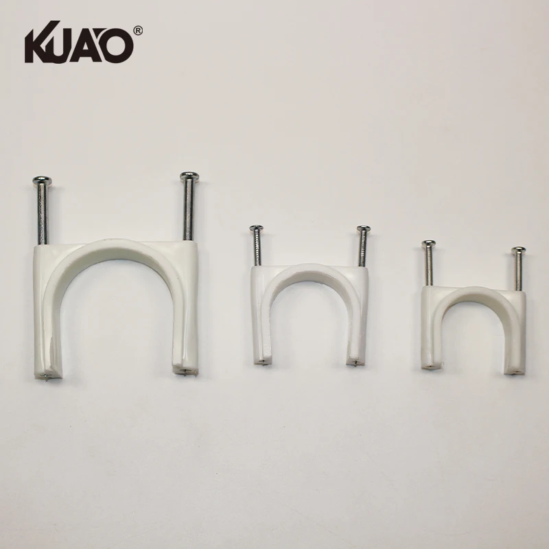 White Plastic Iron Cable Clips Assorted Sizes Wire Management Fasteners for Home Office Electrical Cable Clips Nails