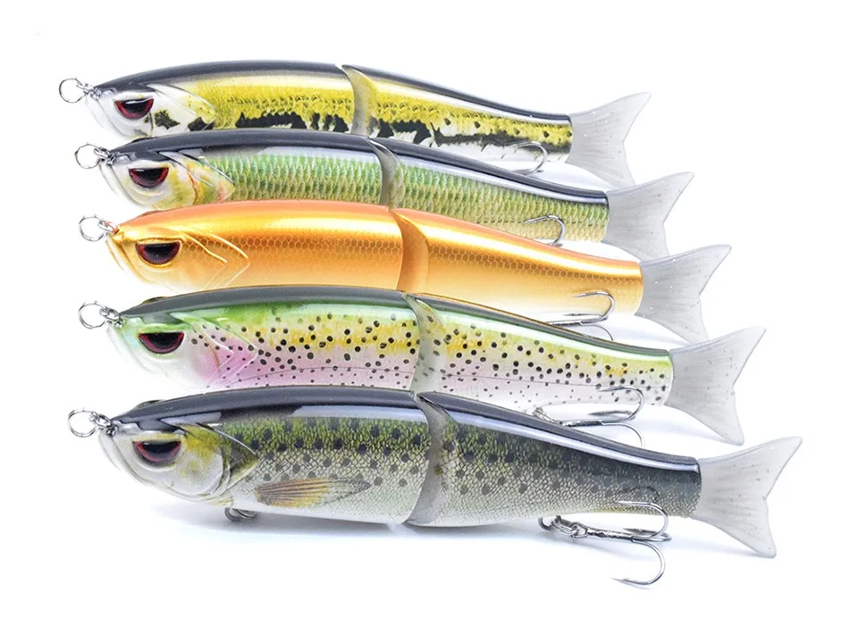 180mm 62g Rattles Fish Bass Bait 2 Segmented Lifelike Multi Soft Tail Sinking Hard Plastic