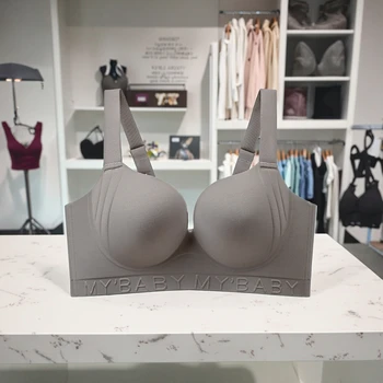 Soft Support Traceless Plus Size Underwear Women's Push up Thin Bra with AntiSagging Massage Featureand and Side Breast Control