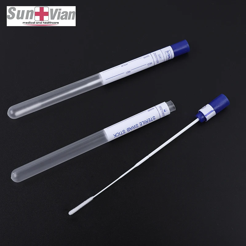 Medical Nasal Flocked Sampling Swab With Breakpoint Sterile Disposable Specimen Collection Nasopharyngeal Swabs With PP Tube