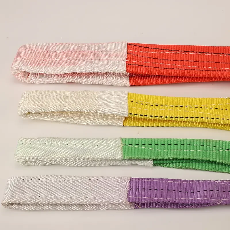 Polyester Soft Webbing Sling Web Belt Container Lifting Sling with Flat Eyes