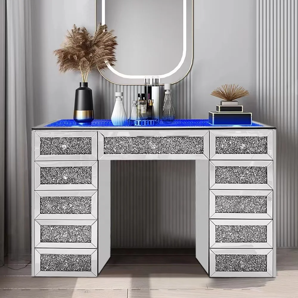 2022 Docarelife Newly Design Modern Corner Bedroom Set Lighted Mirror Dressing Table Makeup Mirrored Dressers