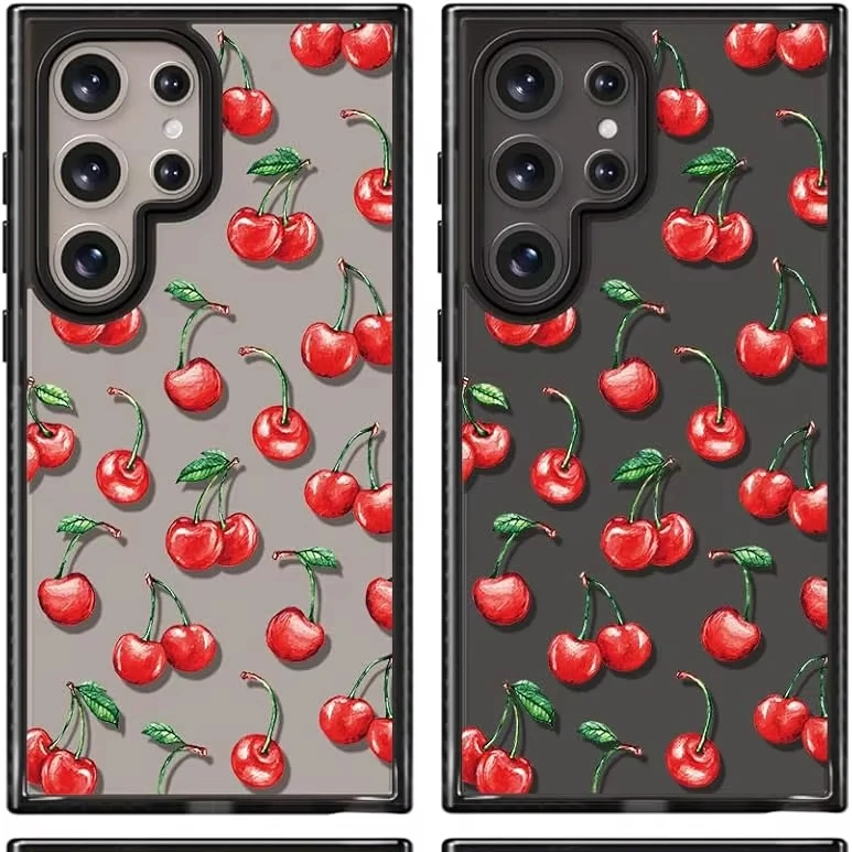 Fashion Design for Samsung S24 S23 S22 Plus Ultra Cherries Flowers Printing Cute Cover for Girls Women Students