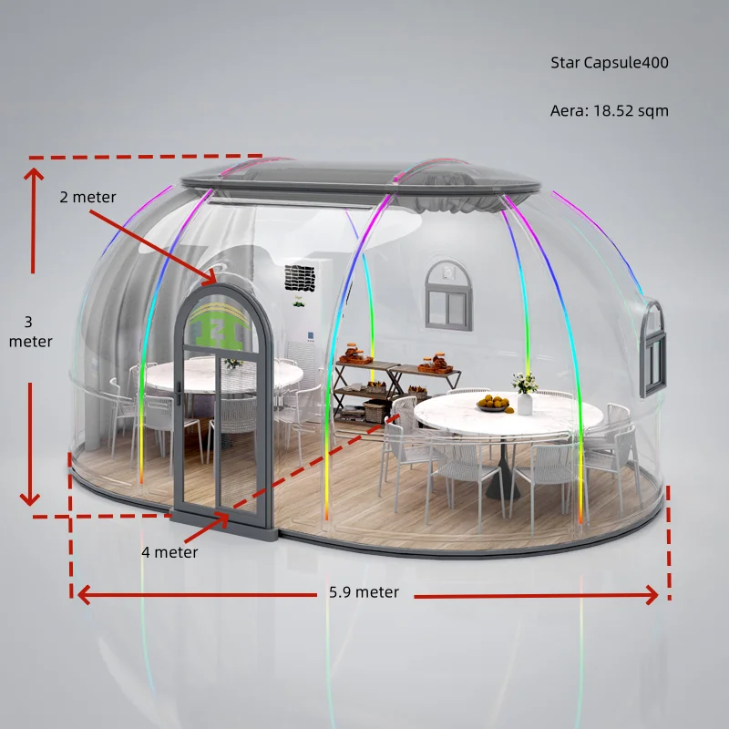 Custom Size Outdoor Igloo Tent 3.5m PC Clear Bubble Transparent Tent Waterproof Dome Tent for Casual Cafe