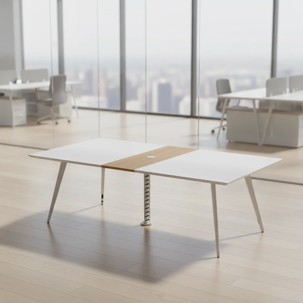 Executive Meeting Table Cable Management System Foldable Automatic Wooden Contemporary Office Furniture Steel Base Heavy Duty 6