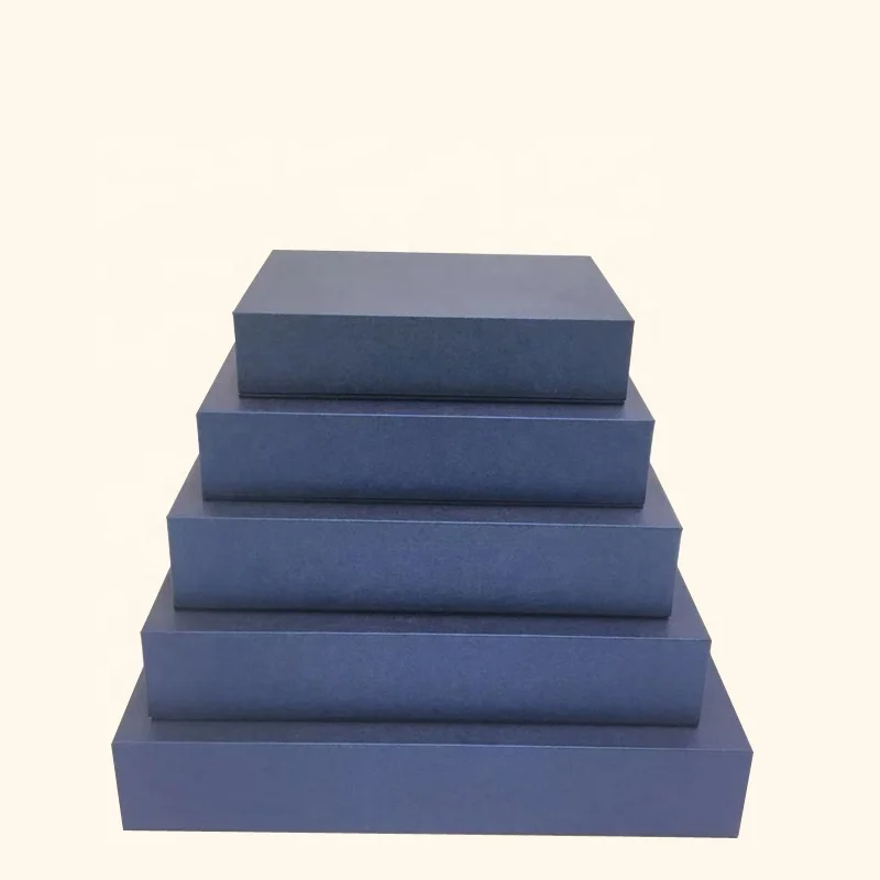 Wholesale Custom Print Luxury Deep Bule Flap Lid Cardboard Gift Packing Magnetic Closure Gift Rigid Paper Box