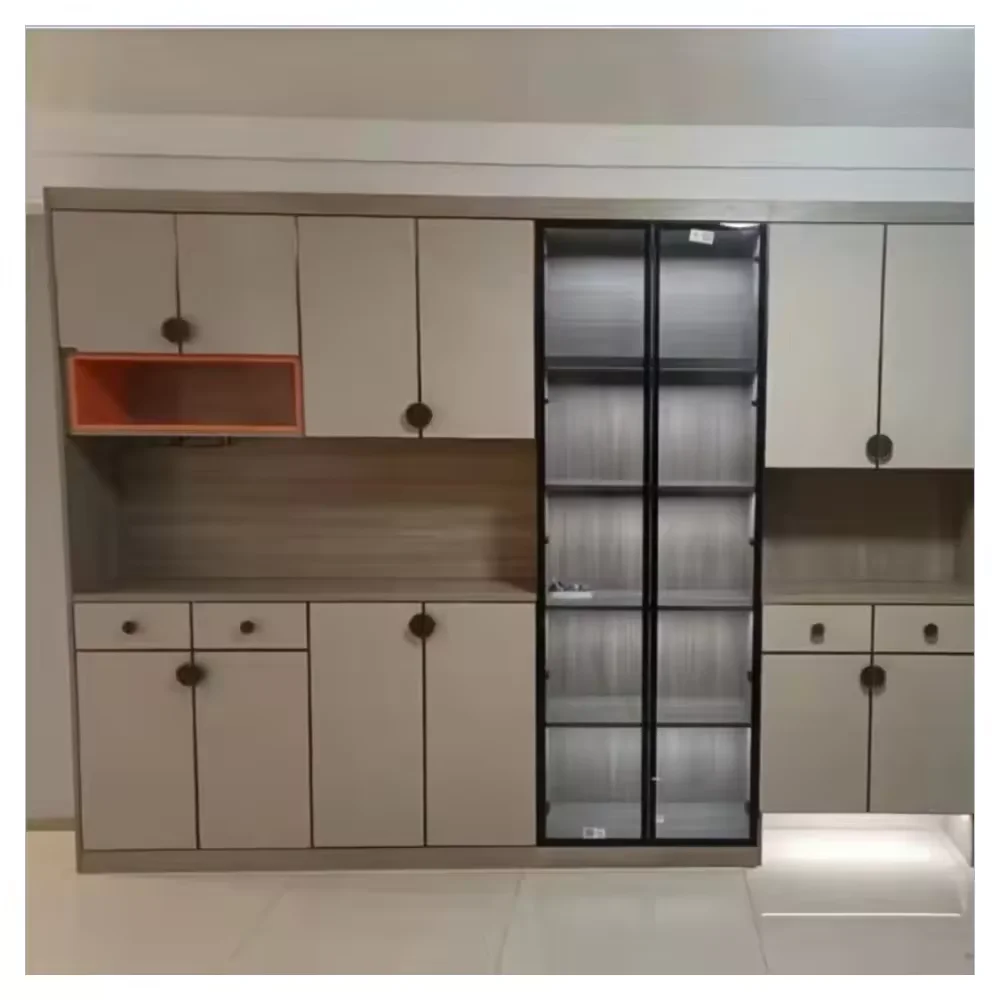 Bedroom Modular Wardrobe Custom Furniture Melamine Cabinets Plywood Organizer Armiro with Glass Display Storage