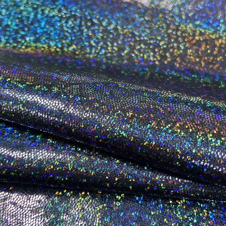 Цветная Радуга горячая печать фольги полиэстер лайкра трикотаж Блестящий Джерси одежда для плавания ткань