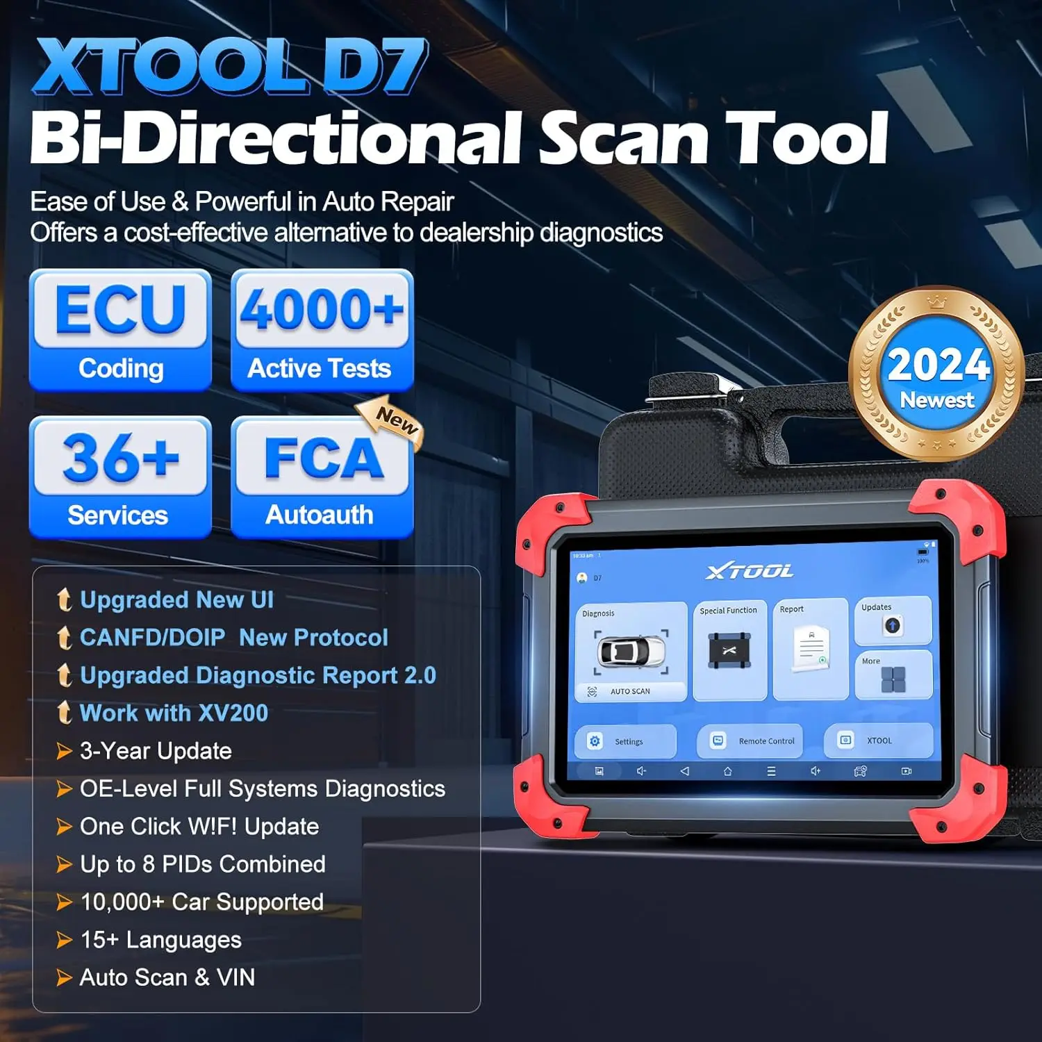 D7 EU Bi-directional OBD2 Scanner Diagnostic Tool ECU Coding Key Programming 36+ Resets Auto VIN Car Diagnostic Machine