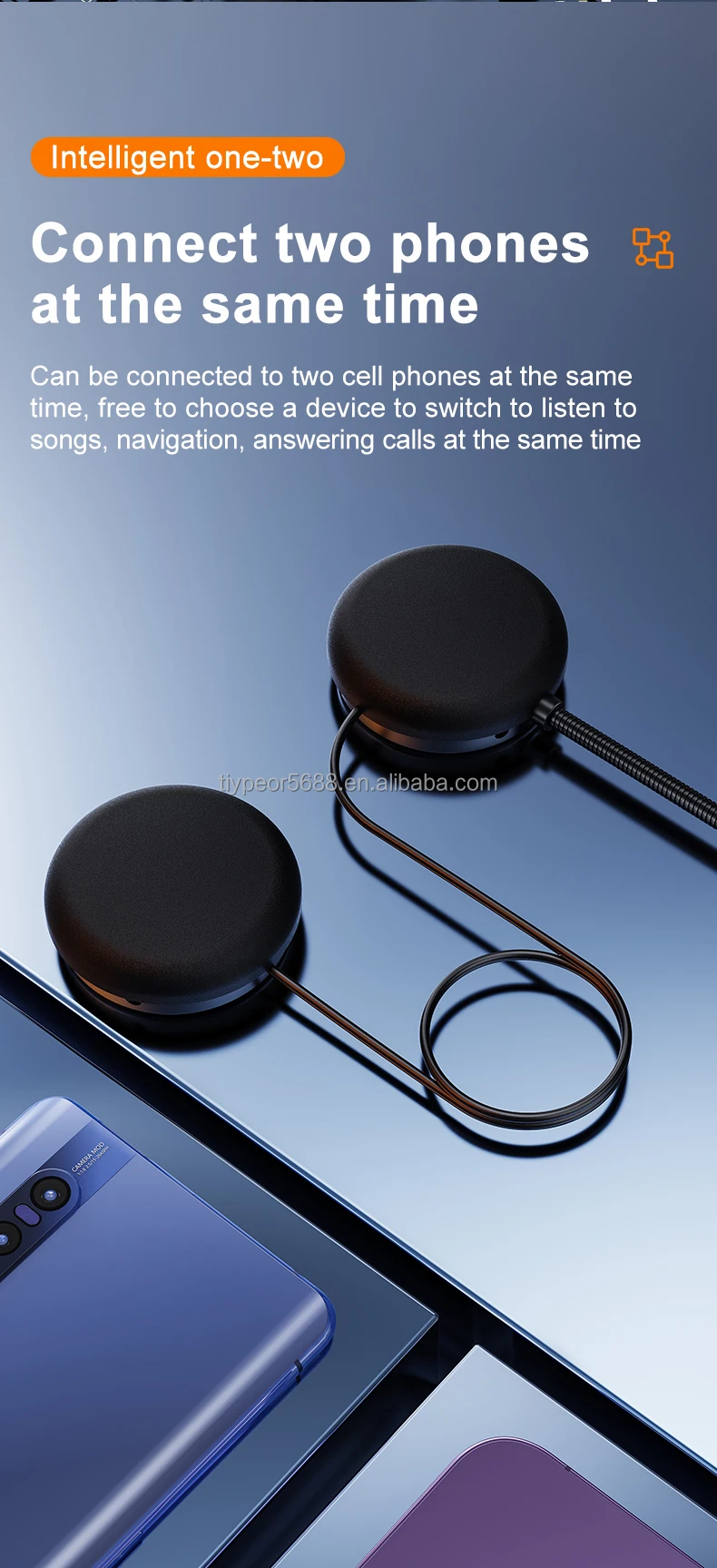 product tiypeor helmet build in headset for motorbike hands free noise reduction suitable for half face helmet with microphone for rider-8