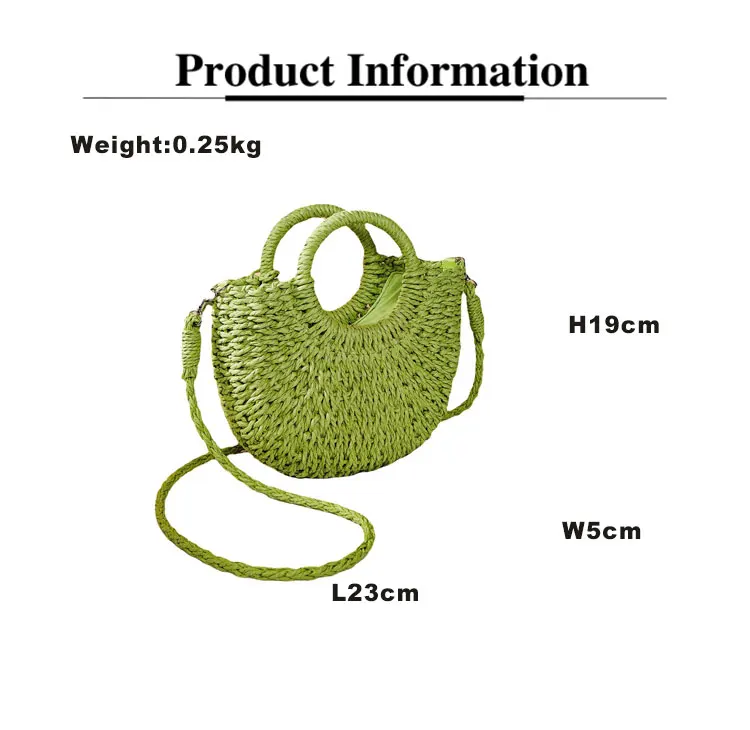 QTKJ Hand-woven Womens Straw Boho Handbag Bag For