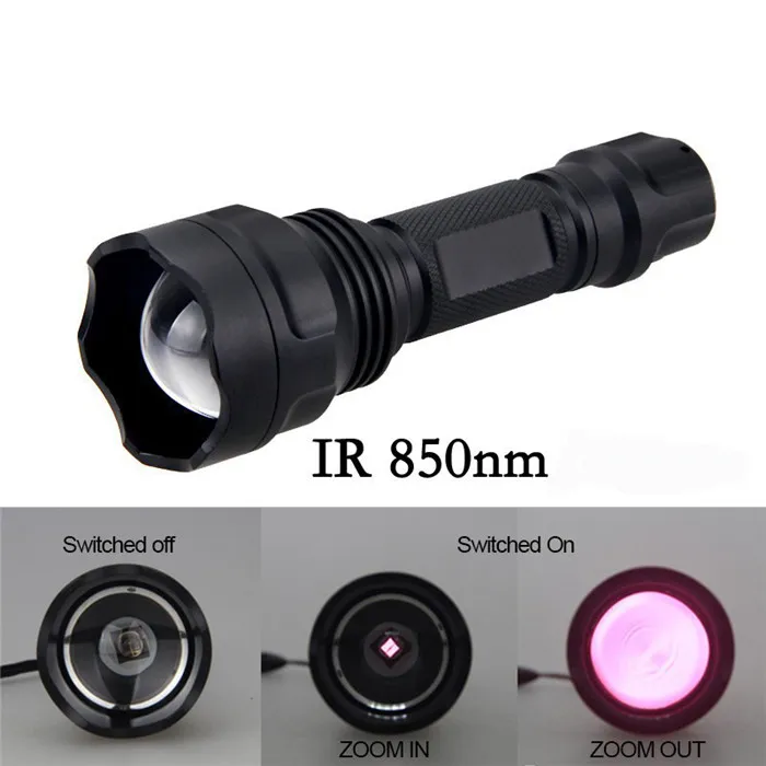 T50 850nm/940nm IR Infrared Light Zoomable Flashlight Night Vision Hunting Torch 