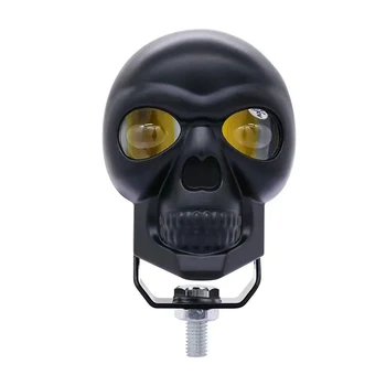 Skull Motorcycled Led Spotlight Dual Color Driving Light Led Headlight Auxiliary Scooter Lamp For Motorbike Truck SUV UTV 12V