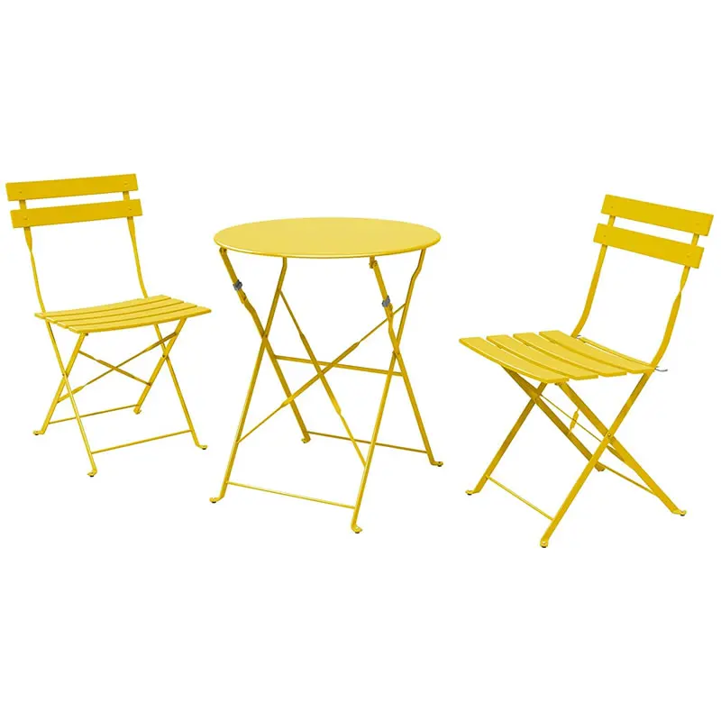 Leisure Folding Metal Bistro Table and Chairs Party Garden Set Metal Bistro Set