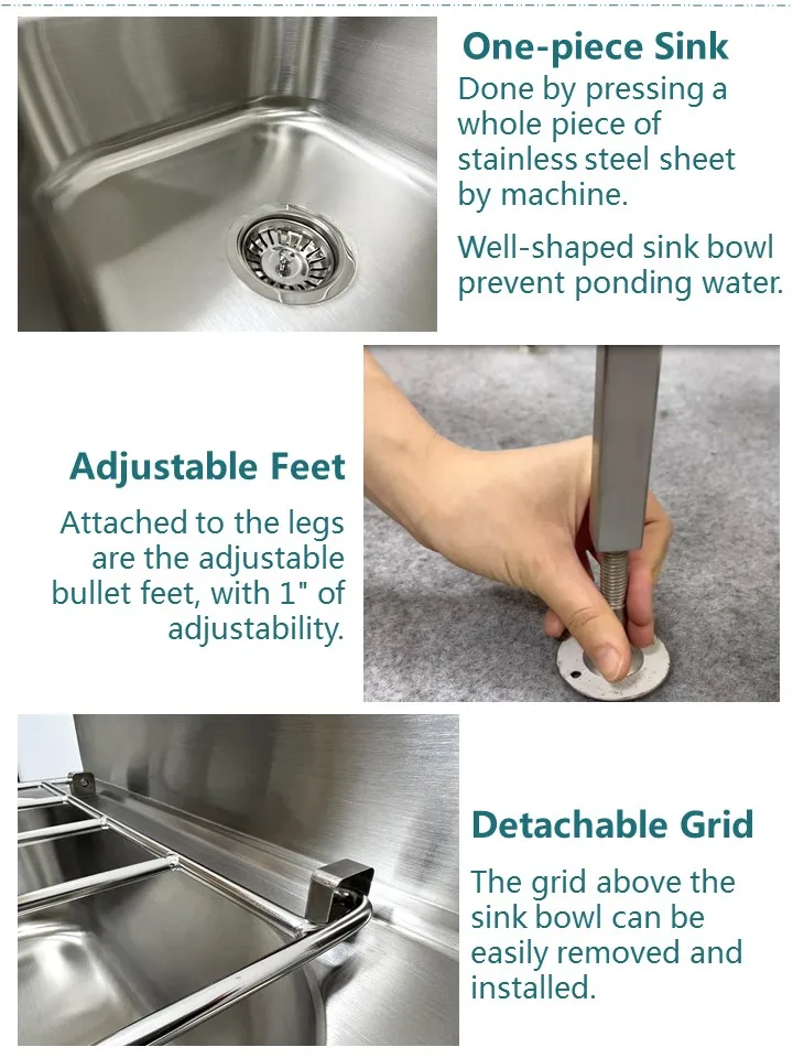 Commercial Stainless Steel Industrial Kitchen Utility Cleaners Sink Mop Sink With Hand Wash