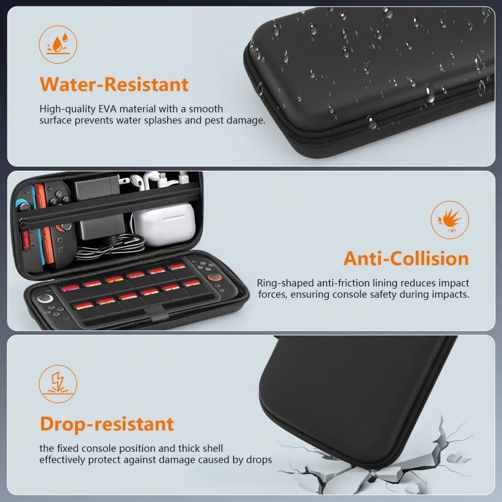 product laudtec for nintendo for switch carrying case with 2 soft tpu protective covers joy con cases scratch shock protection game-6