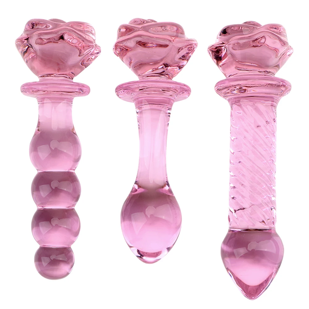 Source Adult Female Masturbation G-Spot Pink Crystal Glass Rose Dildo Anal  Butt Plug Dildos For Women Huge Big Realistic on m.alibaba.com