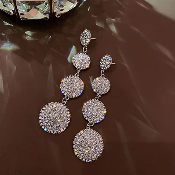 fashion quality round pendant za earrings crystal