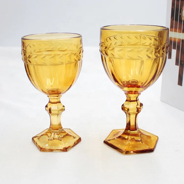 FENGJUN оптовая продажа уникальные цветные голубые янтарные бокали без свинца для вина хрустальные оптом 10 унций 300 мл высокое