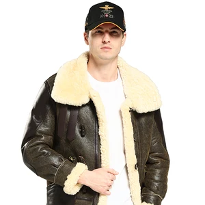 Custom High Quality B3 aviator Bomber Leather Jacket Men Real Sheep Leather Jacket