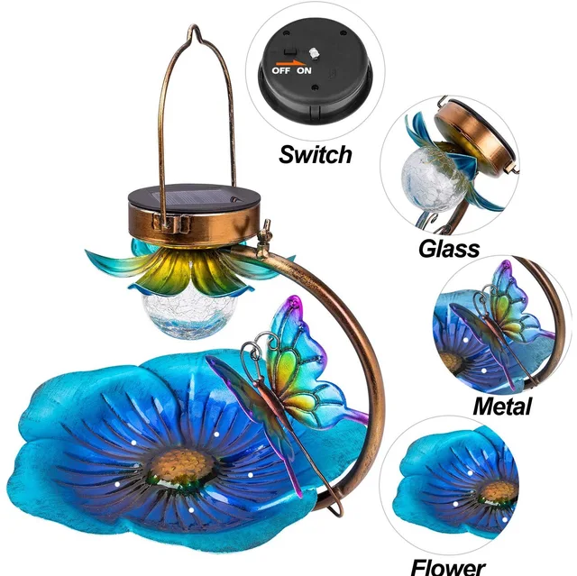 Most Popular Outdoor Garden Art Creative Solid Flowerpot Solar Crack Ball Bird Feeder Eco-Friendly