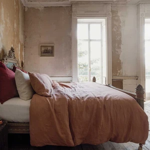 GOTS 100% French Linen Bedding Pure Flax Linen Bedding Set Stone Washed Bed Sheet Set Comforter Duvet Set