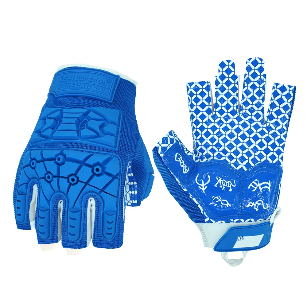Seibertron Adult 1/2 Finger Lineman Football Receiver Gloves M.S.Z.Q-4 Padded Palm Flexi aperçu 7