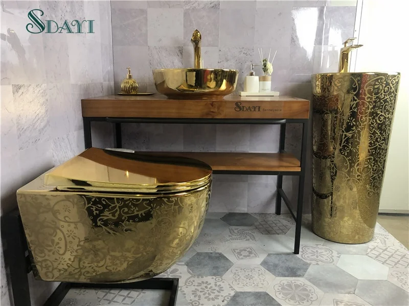 Golden Ceramic Wall Hung Toilets