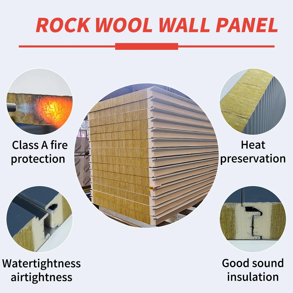 Factory Customized ISO Approved Premium Seal Noise Reduction Rock Wool Wall Panel