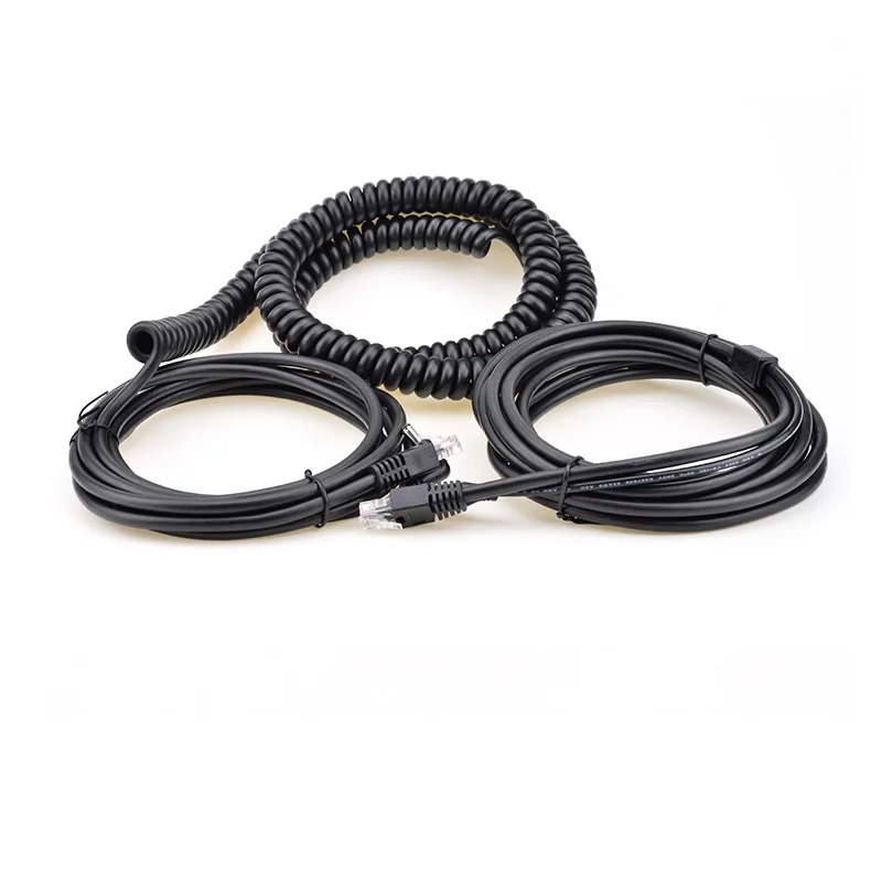 Custom RJ45 Network LAN Cat6e Cable Spring Curly Spiral Cable Coiled Ethernet Patch Cord