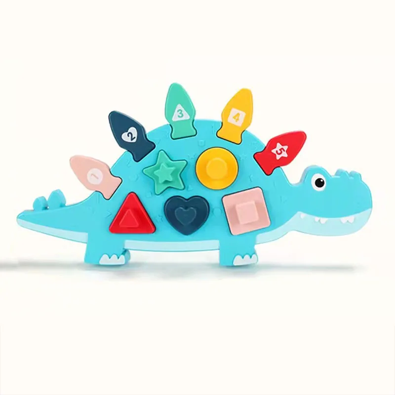 2023 New Hot Dinosaur Puzzle Playmate Toy Baby Enlightenment Shape Matching Learning Cognitive Blocks Set Toys for Kids