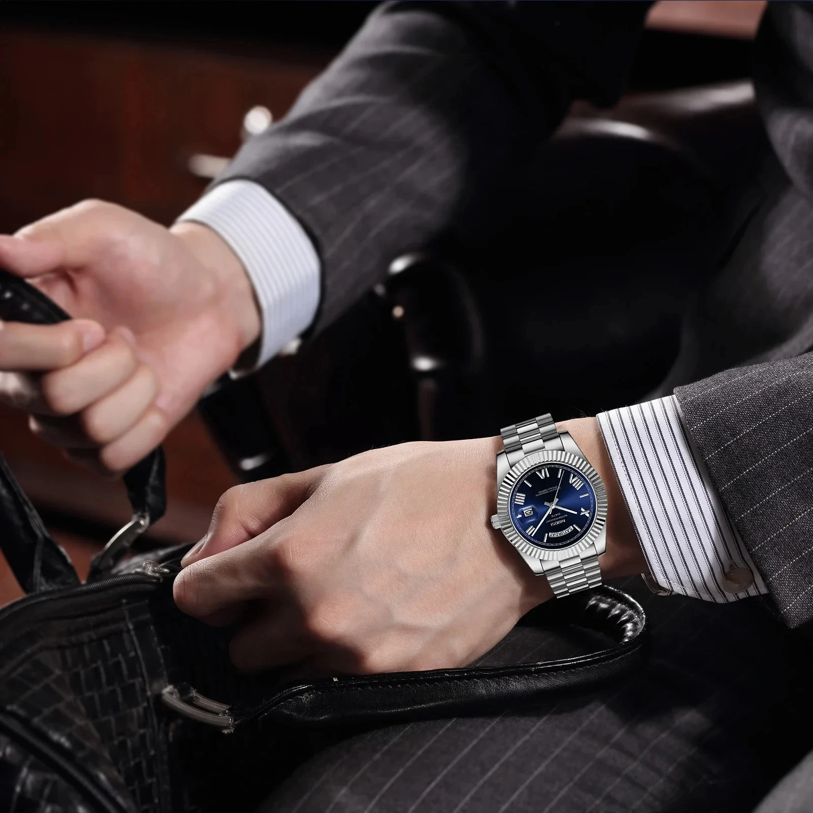 POEDAGAR 963 moda nuovo orologio da polso al quarzo di lusso da uomo impermeabile luminoso orologio da lavoro per gli uomini in acciaio inox orologi da uomo