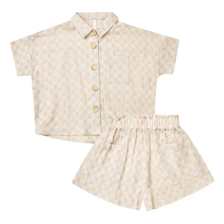 Summer Outfits Printing Two Piece Linen Shorts Sets Toddler Boys And ...