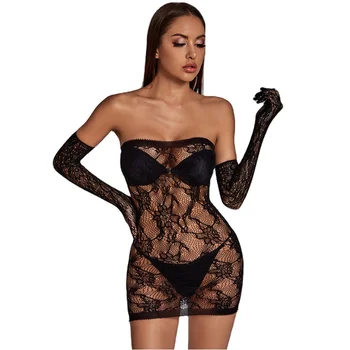 lenceria erotica 2021 Factory Wholesale 5 colors Joined Underwear Bloom Lace Backless Night Sexy Lingerie