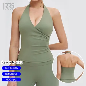 Roregal Workout Sports Crop Top Women's Cut Out Vest Yoga Sexy Sleeveless Halter Cross V-neck Tank Top