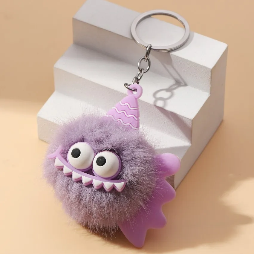 Cute Plush Little Monster Keychain - Creative Fur Ball