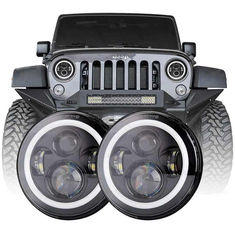 Led Headlights For 2007-2017 Jeep Wrangler Jk Accessories Halo Lights For Jeep  Wrangler Headlight Led Jk Unlimited Rubicon Sport - Buy For Jeep Wrangler Jk  Accessories,For Jeep Wrangler Headlight,Led Halo Lights For