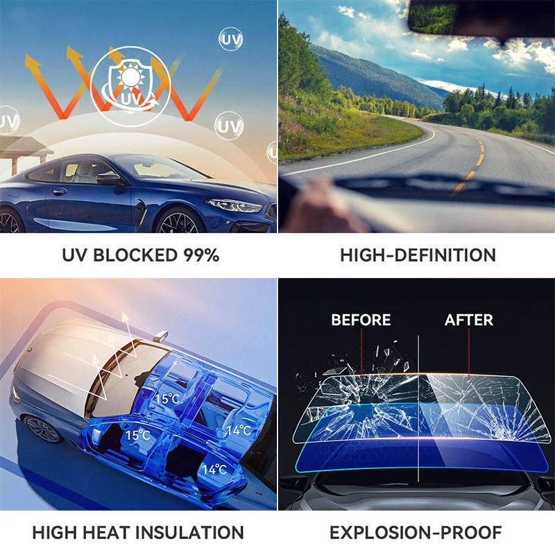 Solar Smart Glass Tint 35% Vlt Ceramic Window Film PET Bulletproof Car Window Visors with Anti-Scratch Function