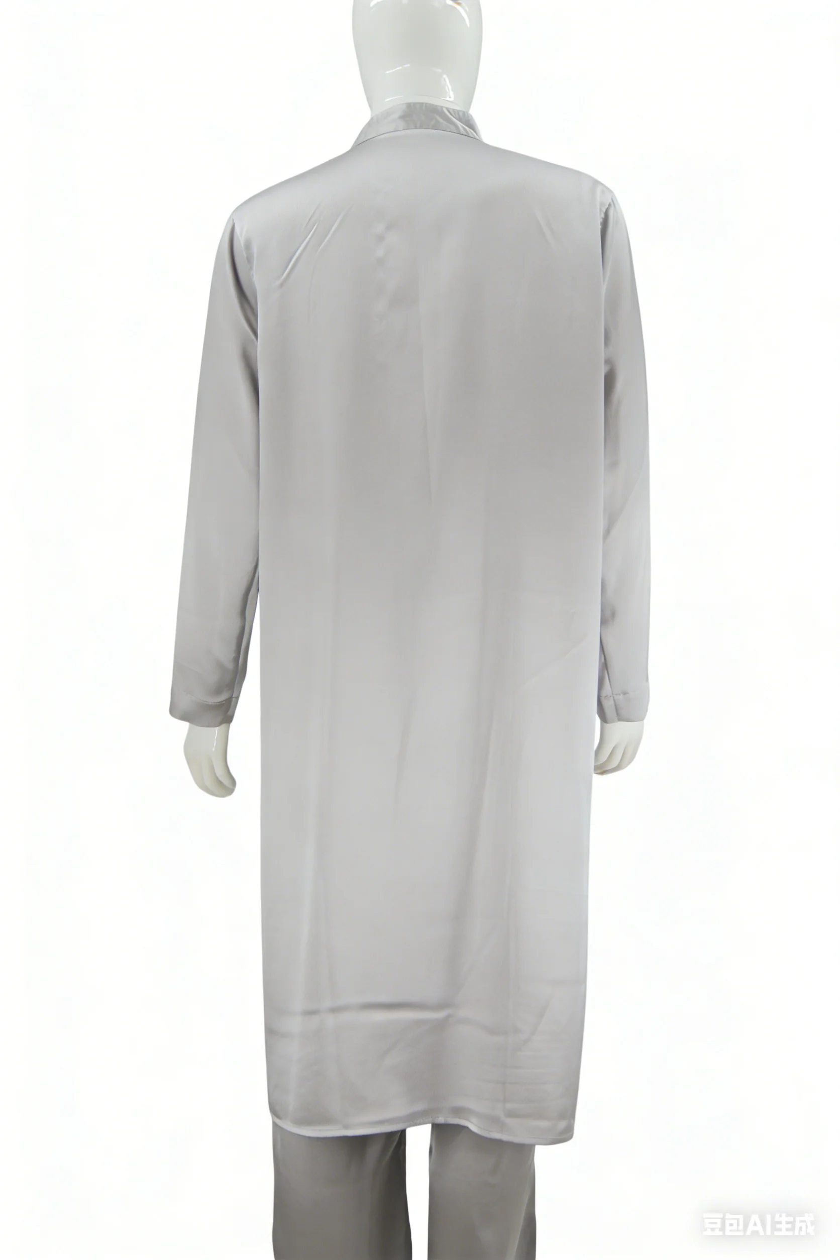 2025 New Men's Arabic Abaya Set Muslim Islamic Prayer Dress White Long Sleeve Robe
