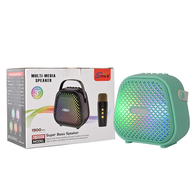 SING-E ZQS1338 Hot Selling 3Inch hand-held subwoofer high-quality wireless bluetooth speaker with RGB light