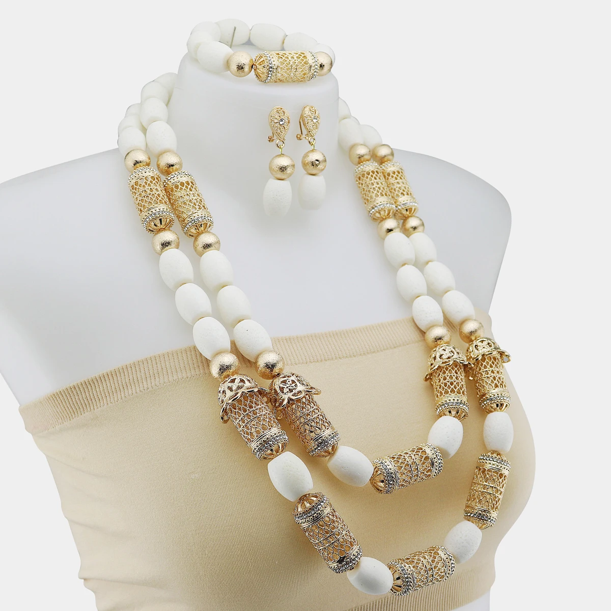 Luxury Coral African Weeding Jewelry Set High Quality Necklace And