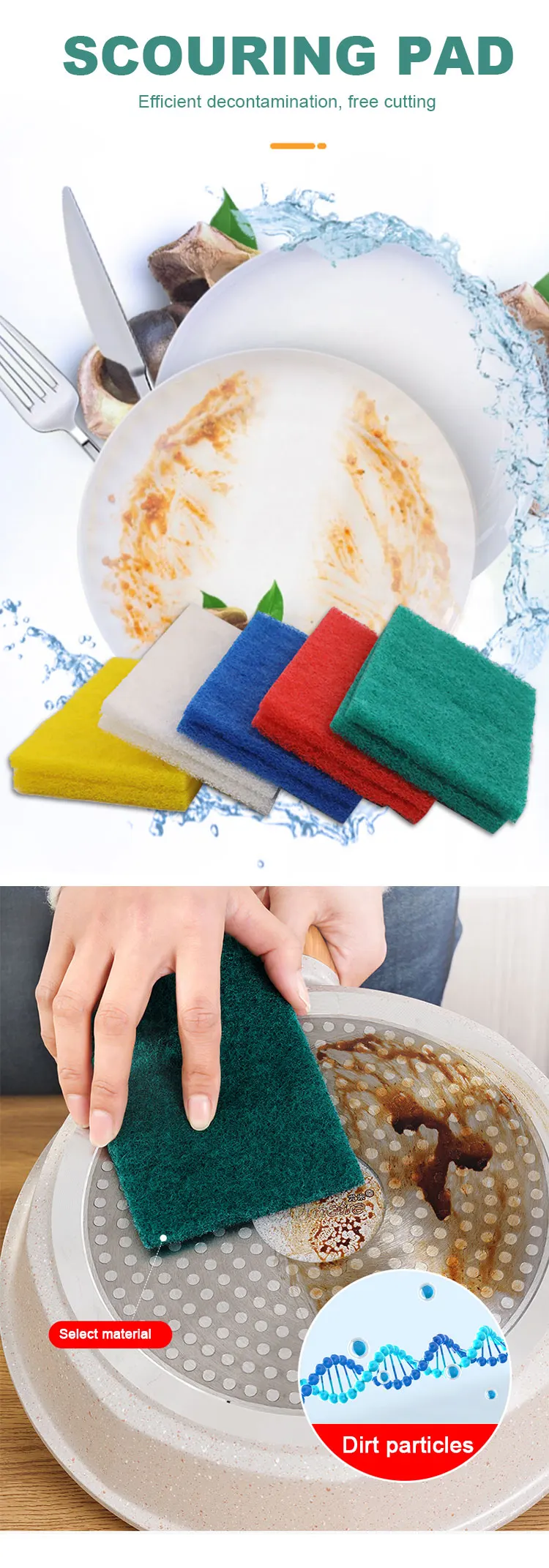 Heavy Duty Green Scouring Sponges Pad Rolls Kitchen Cleaning Scrub Pad