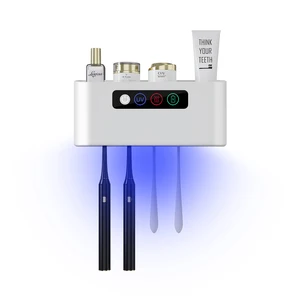 USB Rechargeable Wall-Mounted Family Toothbrush Sanitizer with UV Disinfection Drying & Heating Four-Slot Holder