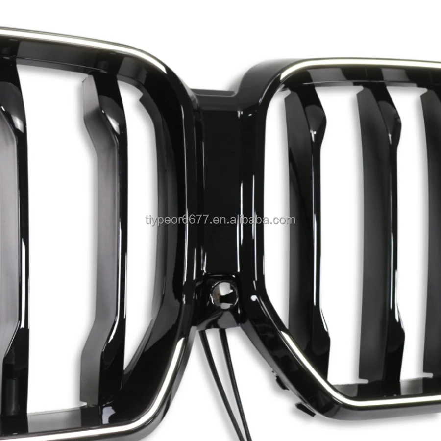 product tiypeor car gloss black front bumper front mesh grille single slat line hood kidney grill abs led for bmw x6 g06 2019   2023-7