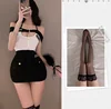 blanc + soie noire jusqu'aux genoux