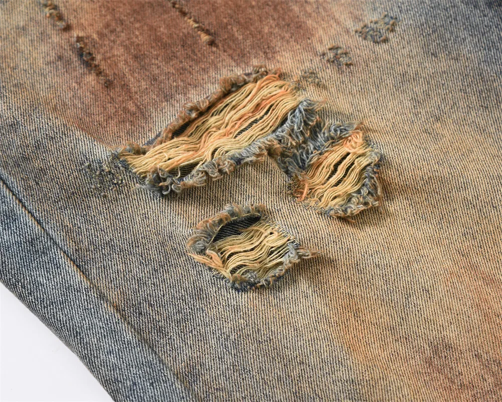 Clothing Manufacturers Punk Ripped Dirty Custom Denim Wide Leg Pants Baggy Jeans Man Men's Jeans Men