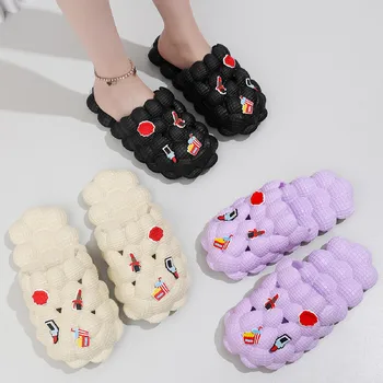 New Design Summer EVA Outdoor Slip-on Sandals Couple Anti-slip Comfortable Pillow Flip-flops Women Slippers for Home Use