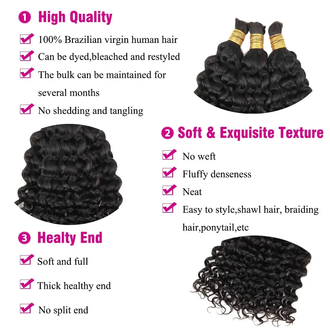 Pacchetti di capelli umani Water Wave per donne, senza trama, veri capelli umani Remy, estensioni di capelli umani da salone_voghion.com